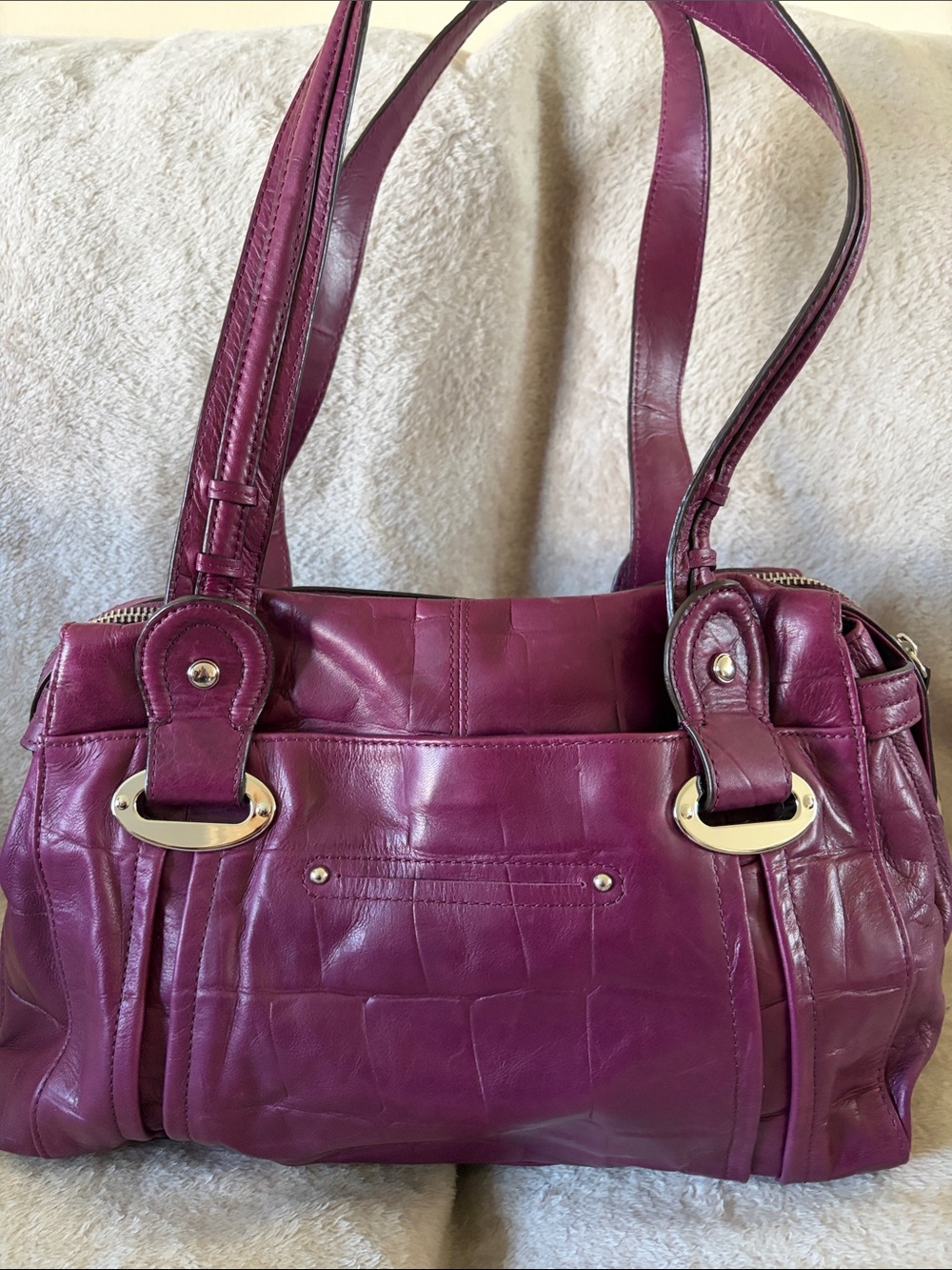 Vintage B. Makowsky Plum Leather Shoulder Bag - Stylish Everyday Tote